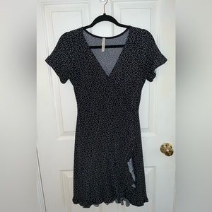 Navy Polka Dot Wrap Dress